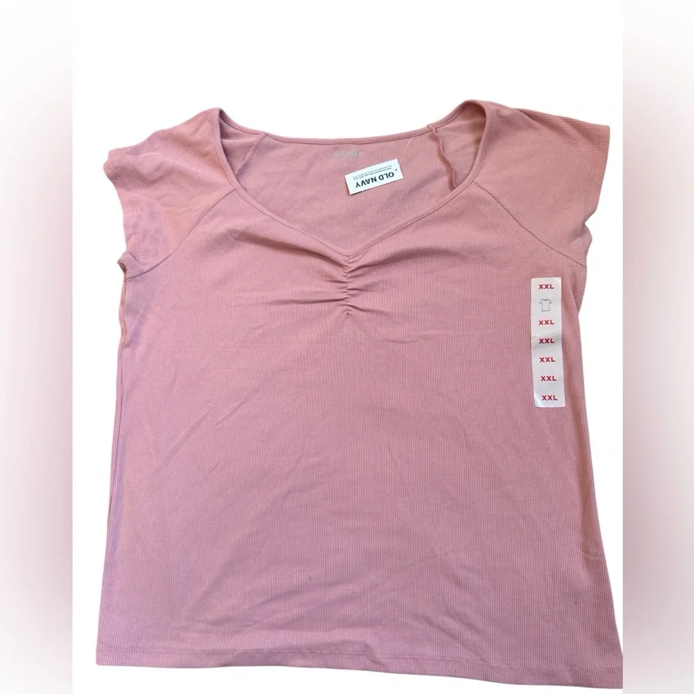 Old Navy Pink Short Sleeve Ribbed Top XXL NWT - Picture 1 of 5